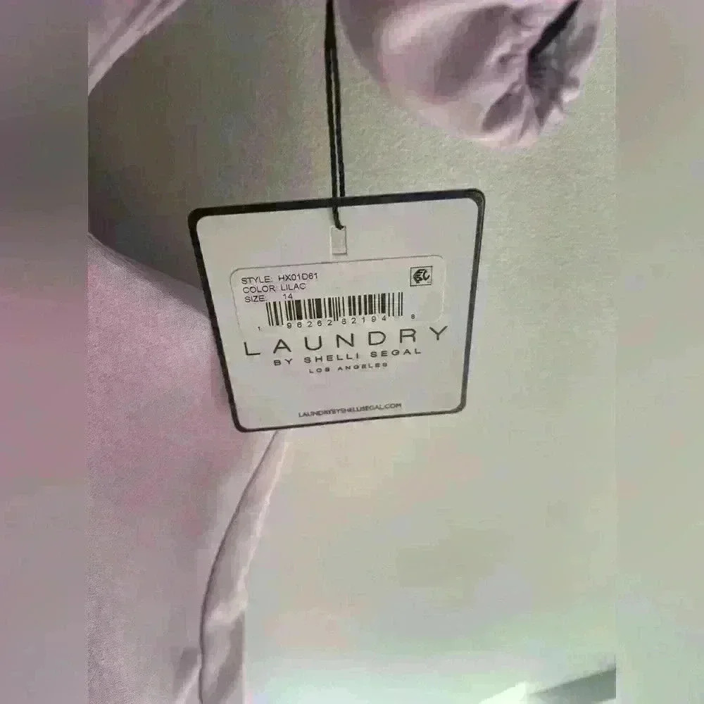 Laundry by Shelli Segal Puff Sleeve Cutout Sheath Purple Dress V-neck size  14 - Picture 7 of 10